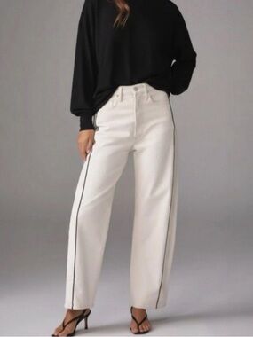 MOTHER Cream Half Piped Ankle in Act Natural High-Rise Denim Jeans size 26